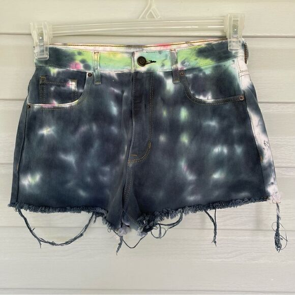 Pants - PacSun High Rise Festival Cutoff Denim Shorts Tie Dye Size 26